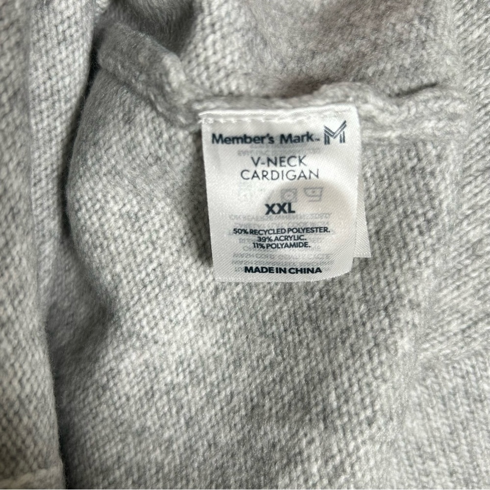 Member's Mark Boxy Rolled Hem V-Neck Soft Cardigan Light Grey Heather XXL NWT - Picture 7 of 7